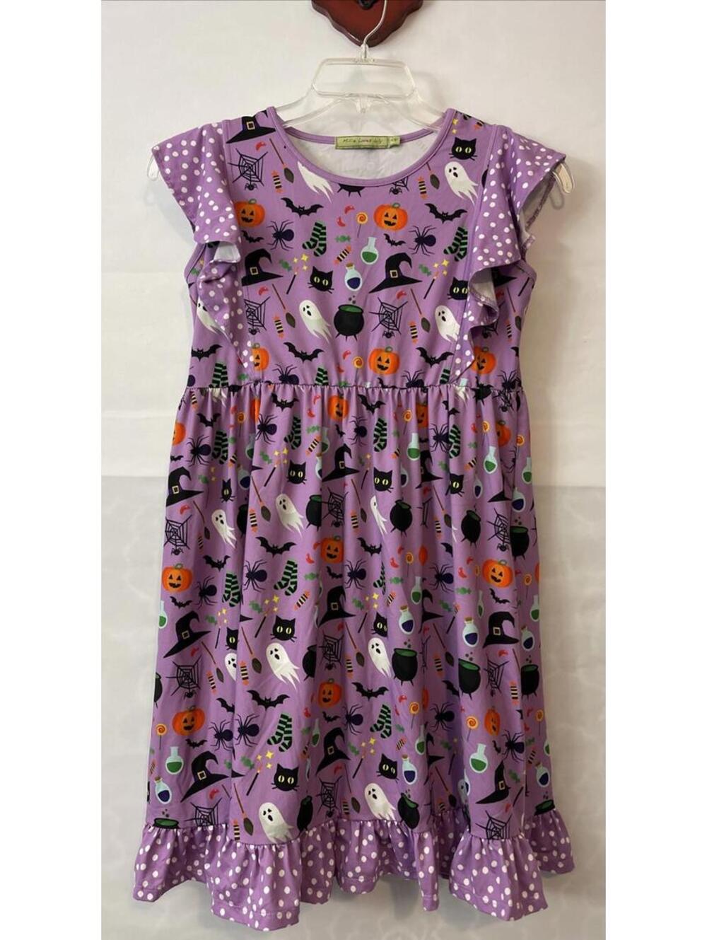 Millie Loves Lily Girls 14/16 Purple Halloween Ruffled Boutique Dress! A6537